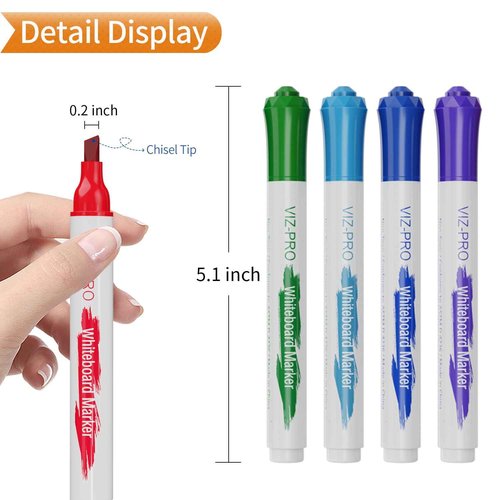 VIZ-PRO Large Dry Erase White Board/Magnetic Foldable Whiteboard, 60 X 36 Inches, Silver Aluminium Frame, with 12 Colored Whiteboard Pens