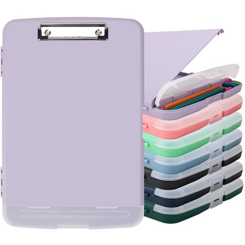 Clipboard with Storage for Office Supplies,Storage Clipboard with Pen Holder,Nursing Clipboards with Low Profile Clip,Clip Boards 8.5x11 with Storage for Nurse,Teacher Must Haves Clipboards-02Purple