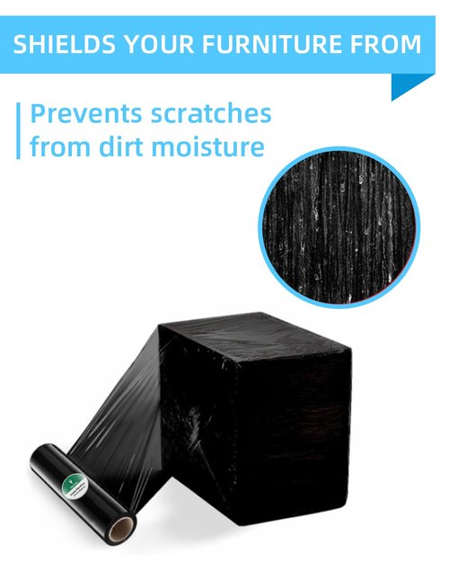 18" Black Stretch Wrap Roll, Heavy Duty 18 Inch 1500ft Shrink Wrap Roll, 80 Gauge Industrial Strength Stretch Film Plastic Wrap for Pallet Wrapping Shipping Moving(4 Pack)