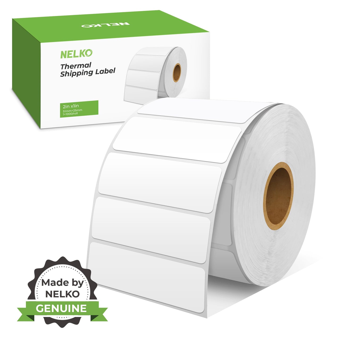 Nelko Genuine 3" x 1" Direct Thermal Label, Self-Adhesive Barcode Labels Compatible with Nelko PL70E Label Printers, No BPA & BPS, 1000 Labels (Commercial Grade)