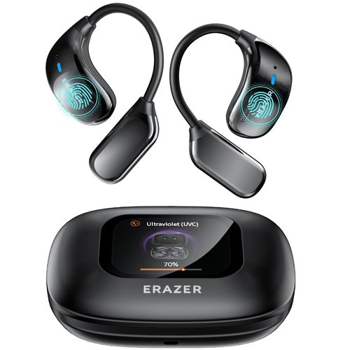 ERAZER XF23 AI Language Translator Earbuds, 3-in-1 Translation Earbuds Real-time in 135 Languages with APP, Touch Screen Bluetooth 5.4 Open Ear Headphones 60h Playtime for iOS & Android