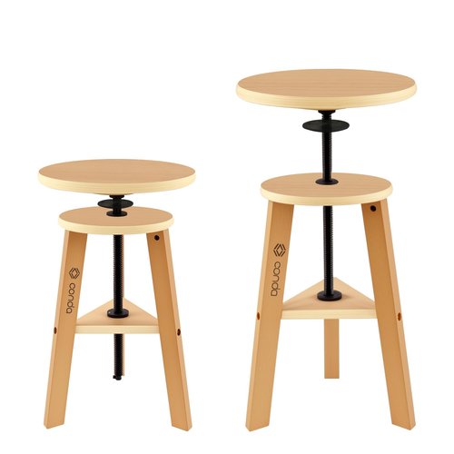 conda Adjustable Height Wooden Drafting Stool 19" to 26", Beech Wood Artist Stool for Drafting, Painting, Office, Studio, Kitchen, Bar, and Home Use