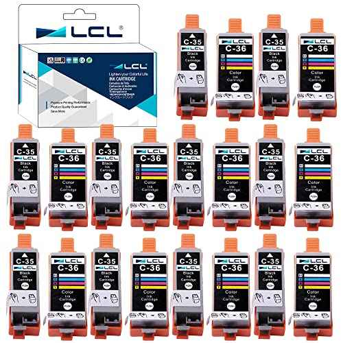 LCL PGI-35 CLI-36 Ink Cartridge Replacement for Canon 35 36 PGI35 CLI36 Ink Work with Canon Pixma iP110 iP100 IP100B TR150 mini260 mini320 Printers (10 Black, 10 Color, 20-Pack)