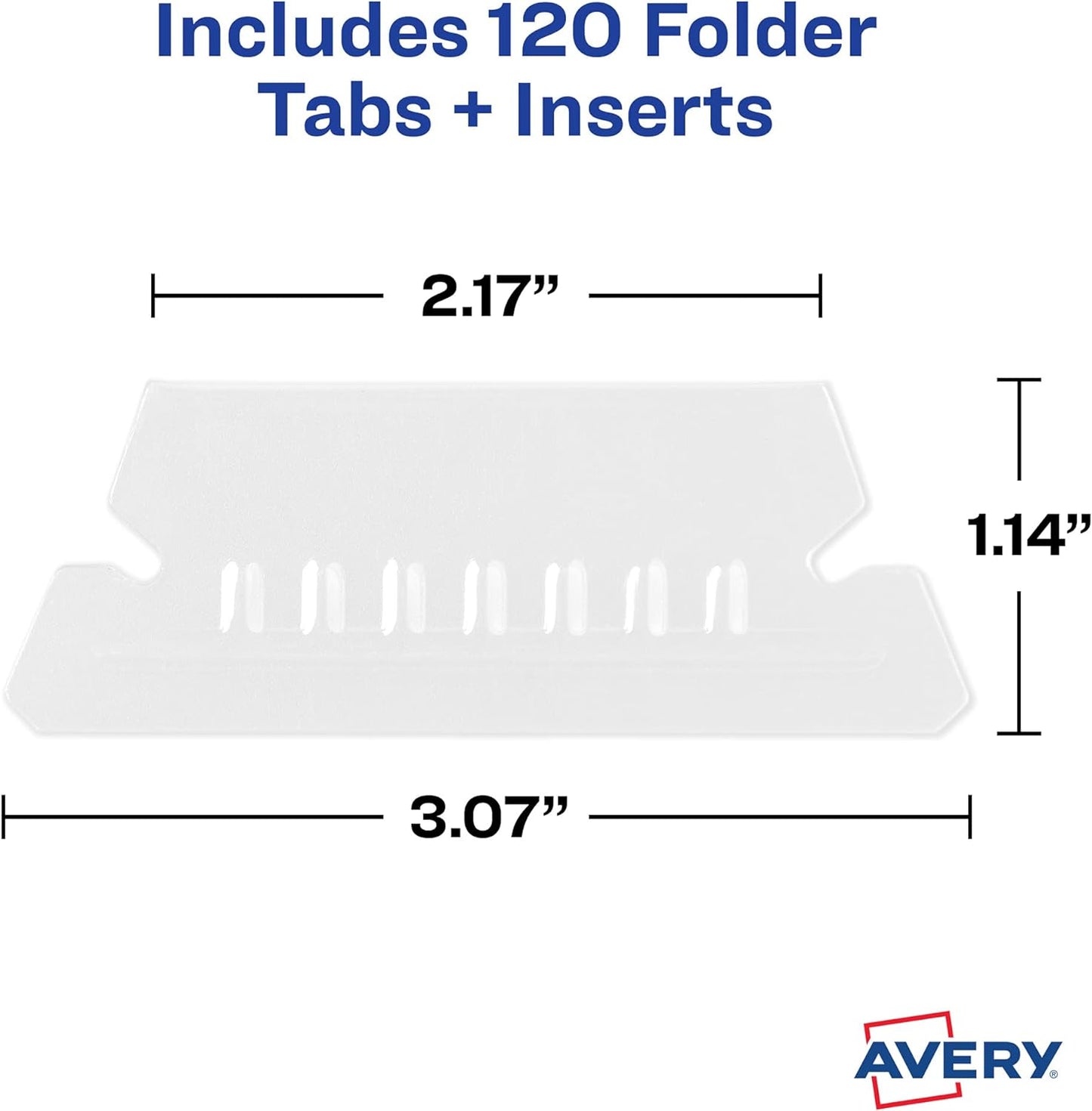 Avery Hanging File Folder Tabs - 1/5 Cut Clear Inserts | 20 Tabs for Organized Filing