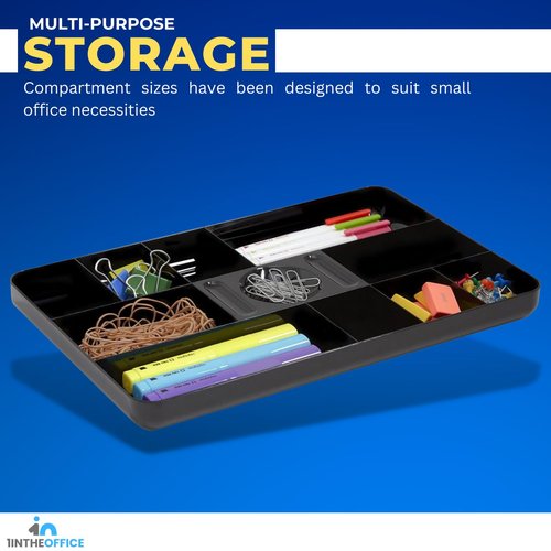 1InTheOffice Desk Drawer Organizer Tray, Desk Drawer Tray, 13-Compartment, Black, 2 Pack