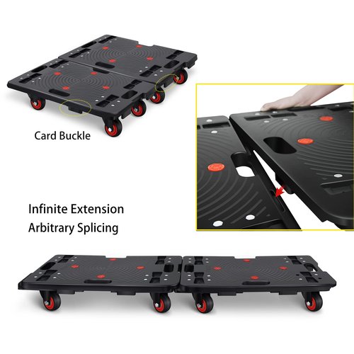 Uholan Furniture Dolly, Furniture Movers Dollies Heavy Duty,Large Moving Dolly Cart with 4 Wheels,24in-16in Hand Truck Folding Cart,360° Swivel Wheels Mute Portable 660lb Capacity,2 Pack,Black