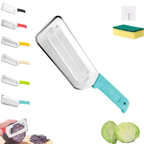 Stainless Steel Shredder Knife, Dual Blade Julienne Cutter, Stainless Steel Dual Blade Julienne Cutter, Cabbage Shredder Kitchen Grater Slicer, Suitable for Kitchen Vegetables (Blue)