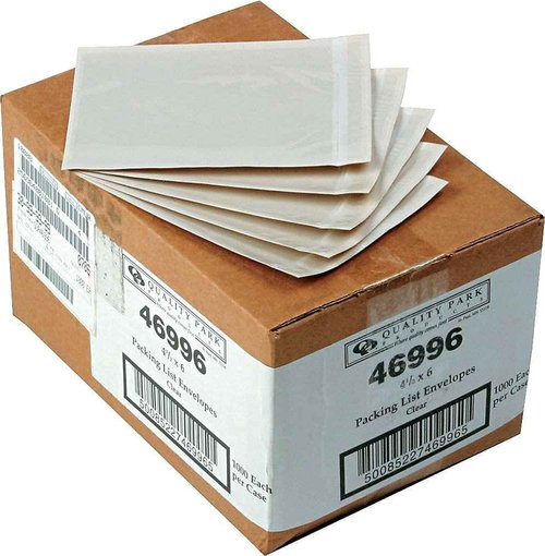 Quality Park Front Packing List Envelopes, Self-Adhesive, Clear, 6 x 4.5, 1,000 per Box, (46996)