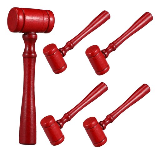 NUOBESTY 5pcs Judge Gavel, Gavel Toy, Mini Wooden Gavel Toy, Wooden Gavel Judgment Cosplay Lawyer Judge Costume Accessory, Unique Craft Gifts Toys for Halloween Cosplay Party