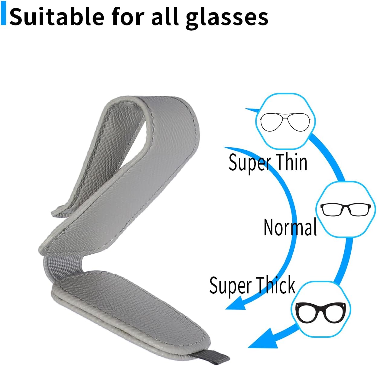 Yuoyar Magnetic Sunglass Holder - 2-Pack Universal Clip for Car Visor | Convenient Grey Eyewear Organizer