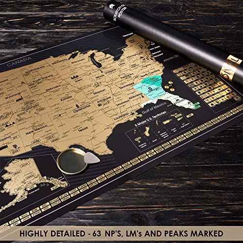 2 in 1 Gift Set - Scratch Off World Map and US Scratch off Map - Easy to Frame Scratchable World and United States of America Posters - Globetrotters Wall Map - Black and Gold Travel Tracker