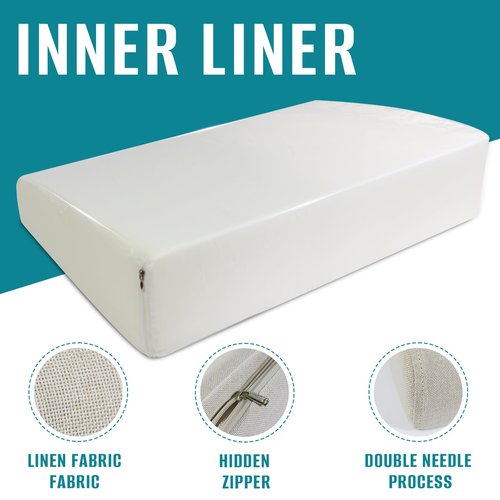 M Mute Touch Couch Back Cushions Pillows, Wedge Pillow for Couch & Bed, Back Lumbar Support Pillow, High-Density Foam Backrest Cushion with Linen Cover for Back Pain Relief
