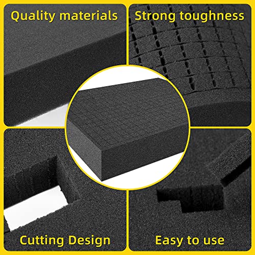 4 Pcs Pick Apart Foam Insert, 2 Size Pre Cube Sheet Foams with Bottom
