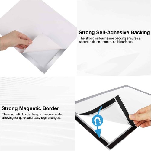MFoffice Self-Adhesive Magnetic Document Sign Holder 8.5X11'',Silver,Pack of 10