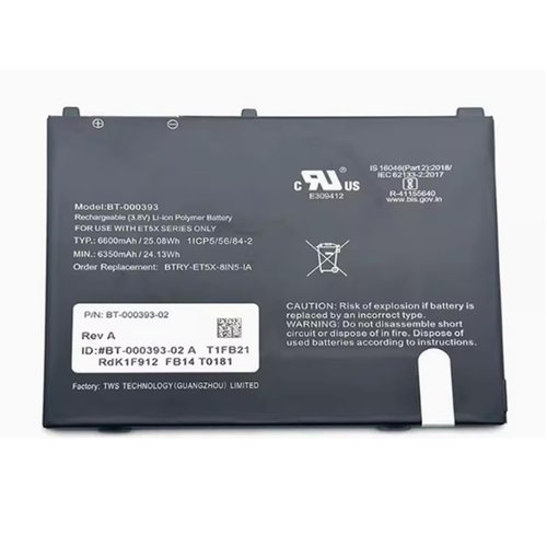 BT-000393 BT-000393-02 Battery for Zebra ET50 ET55 ET51 ET56 ET5X BTRY-ET5X-10IN5-01 BTRY-ET5X-8IN5-IA Series Barcode Scanner Ultra High Capacity Replacement 3.8V 6350mAh/24.13Wh