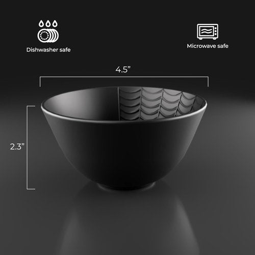 Nomnu Small Black Spiderweb Bowls Set of 4 - Gothic Ceramic Ice Cream Bowls 4.5" for Desserts & Cereal | Microwave & Dishwasher Safe