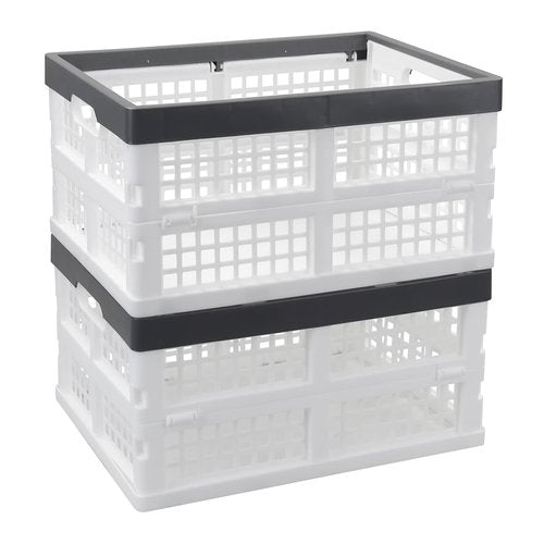 Vcansay 34 Litre Folding Plastic Storage Crates, Stackable Storage Basket, 2 Packs