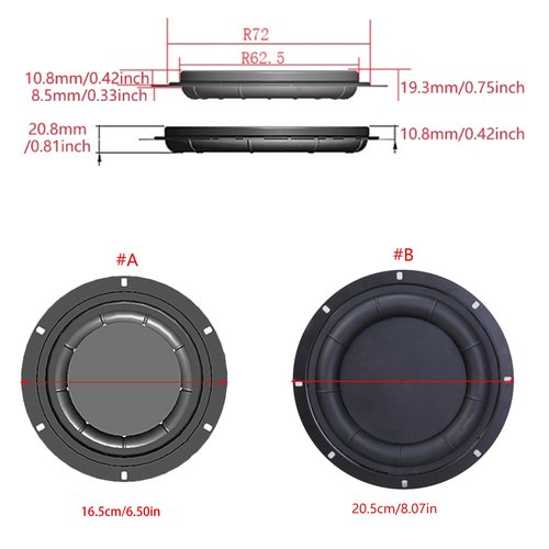 Gnbzxce 6.5in/8in Loudspeaker Subwoofer Diaphragm Woofer Radiator Bass Passive Horn for Music Enthusiasts