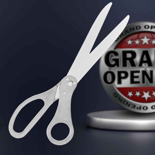 25" Giant Ribbon Cutting Scissors Silver — Heavy Duty Extra Large Grand Opening Ribbon Cutting Ceremony Scissors for Grand Openings Inaugurations Ceremonies & Special Events