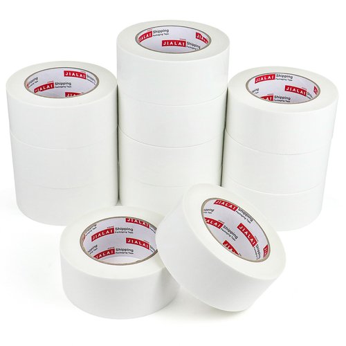 JIALAI HOME White Duct Tape Heavy Duty, 12 Roll Multi Pack, 30 Yards x 2 Inch, 9 Mil Strong, Flexible, Waterproof and Tear by Hand - for Home Use, Do-It-Yourself Projects and Repairs