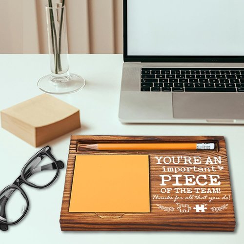 Team Appreciation Gifts for Coworkers Employees, You’re an Important Piece of The Team Sign, Thank You Gifts for Employees Staff, Farmhouse Wood Motivational Self-Stick Note Pad Holders-LBB164