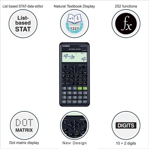 Casio FX82ESPLUSBK, Scientific Calculator, 252 Functions, Black