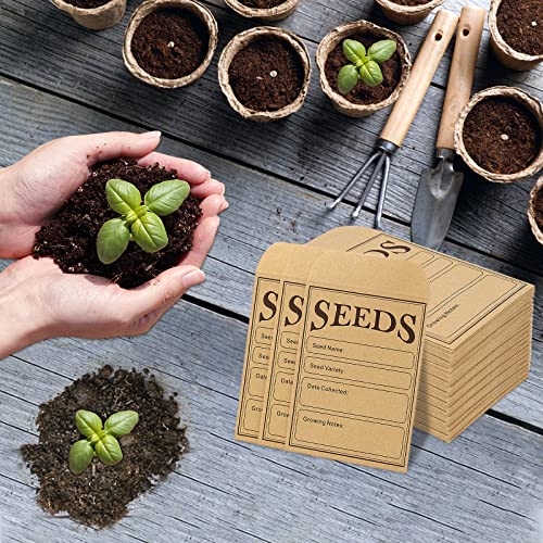 Seed Saving Envelopes Pack of 150 - Kraft Paper with Writing Template