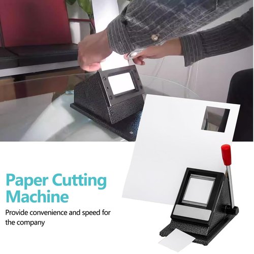 Metal Passport Photo Cutter 2 x 2 Inches, Table Top Desktop Passport ID Photo Cutter with Metal Handle, Picture Cutter for Photos, Manual Picture Punch with Cutting for Standard Photo, PVC Cards