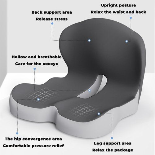 Memory Foam L-Shaped Integrated Seat Cushions, Car Seat Ergonomic Design,Back Support Memory Foam Seat Cushion for Office Chair (Black)