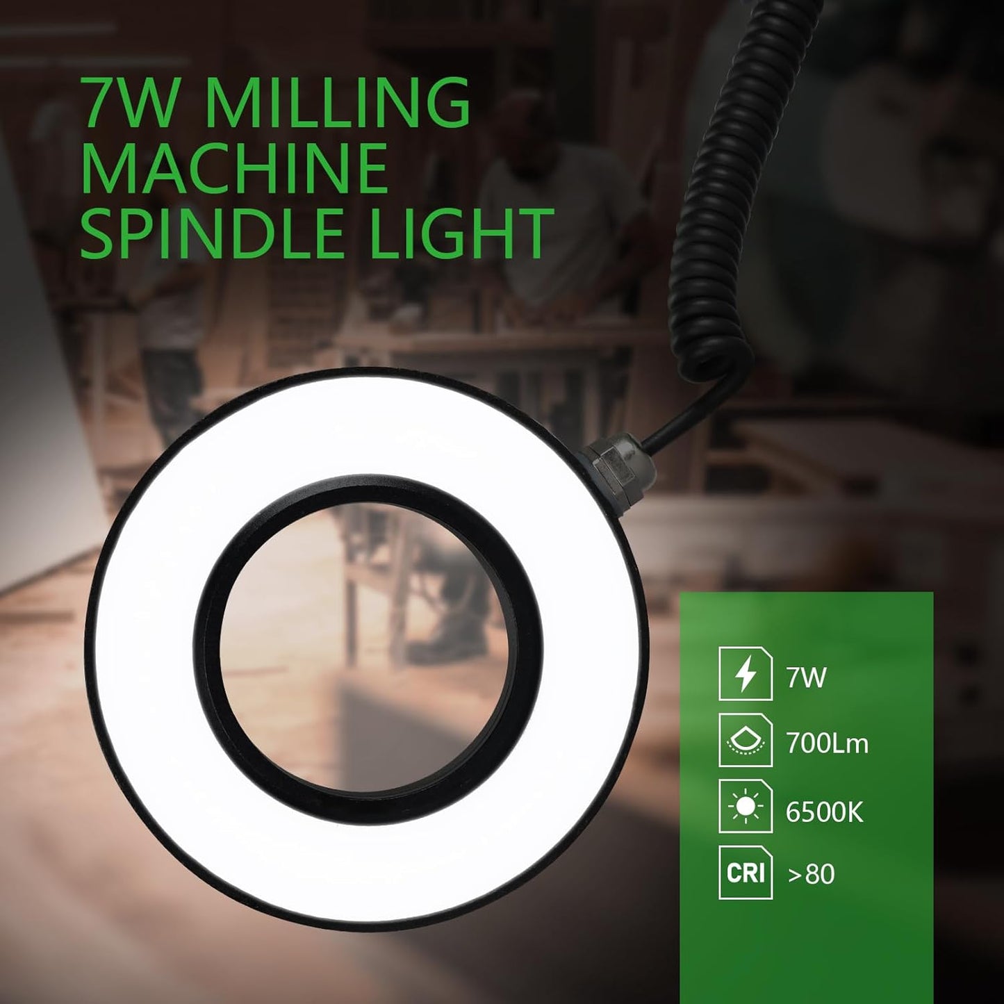Skiennix Milling Machine Spindle Light - 50MM Waterproof LED Magnetic Work Light for CNC Use