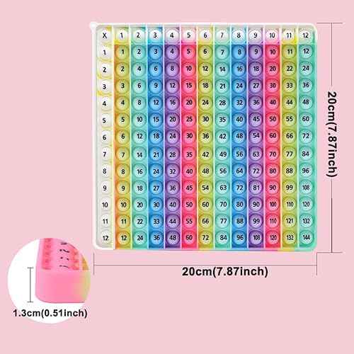 12x12 Multiplication Game Table Kids Math Learning Posters, Fidget Popper Educational Math Tools Fidget Popular Toys Relieve Stress and Create Various Math Operations