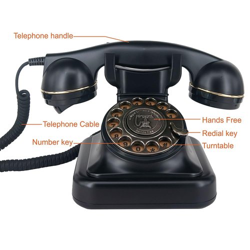 GHYTMTHOT Rotary Phone, Vintage Landline Rotary Black Vintage Phone, Used for Home and Office Desk.
