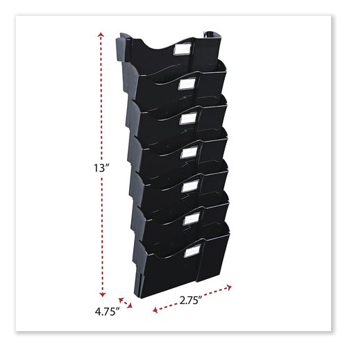 Universal UNV08174 16 in. x 4.75 in. x 38.25 in. Wall Mount Seven-Pocket Grande Central Filing System - Legal/Letter, Black (7/Pack)