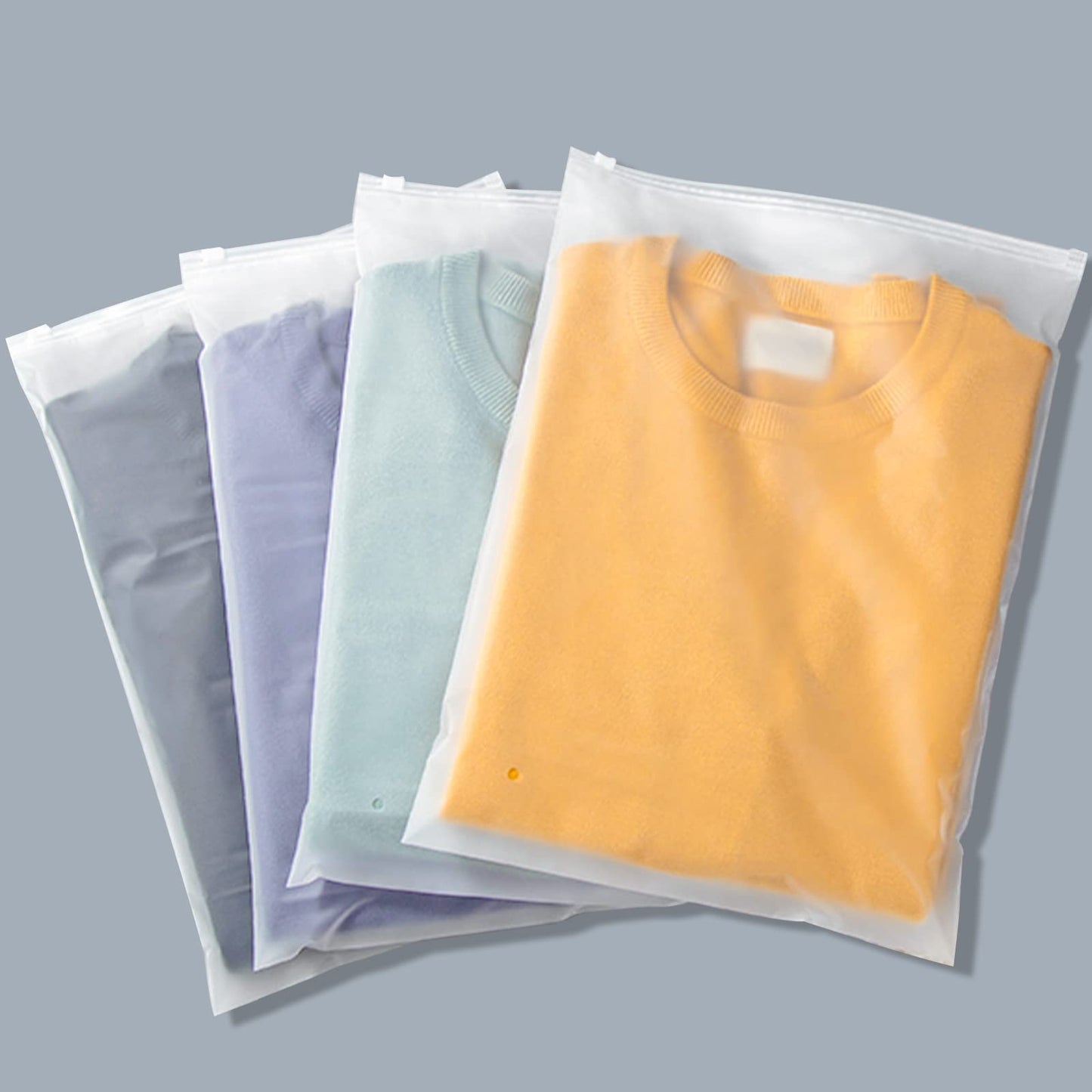 Svaldo Apparel Zip Bags, 100 Pcs 12x16 Inch Plastic Packing Bags for Clothes Selling, Frosted Zipper Poly Bags for Packaging T Shirt, Jeans, Jacket, 3 Mil Thick with Vent Holes