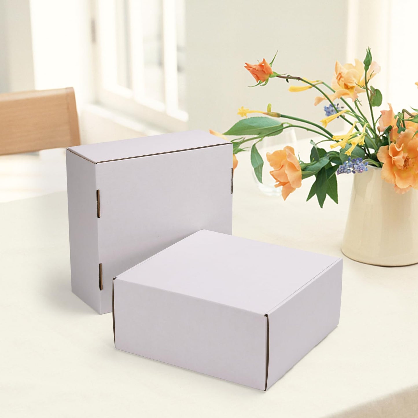 HORLIMER 9x9x4 inches Shipping Boxes Set of 25, White Corrugated Cardboard Box Literature Mailer