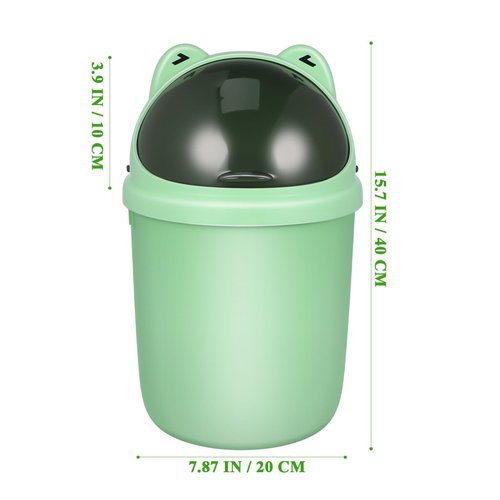 Alipis Cartoon Frog Trash Can Plastic Wastebasket Garbage Bin with Lid Garbage Can Rubbish Pail Toilet Paper Bucket for Bathroom Kitchen Office Dorm, 39.00X24.50X24.50CM, Light Green, 4946ZU213H