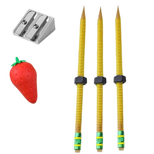 Rhaum Threaded Fidget Pencil, Threaded Pencils for ADHD, Twist and Write Weighted Wooden Pencil Fidgets, Textured Sensory Pen-cil Sleeve, Office Gadgets, Autism Learning Materials, Spin Pen(3pcs)