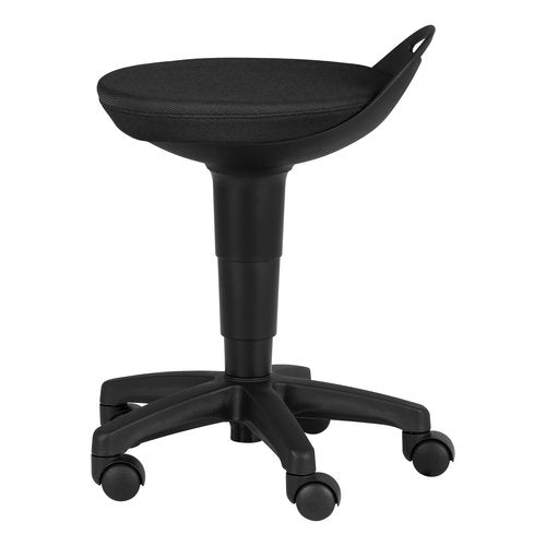 Learniture Rolling Adjustable-Height Padded Stool - Black