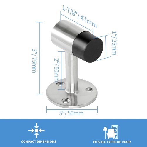 Masendelk 10pcs Floor Mount Door Stop, Silver Door Stoppers Heavy Duty Doorstop with Rubber Bumper & Stainless Steel Screws