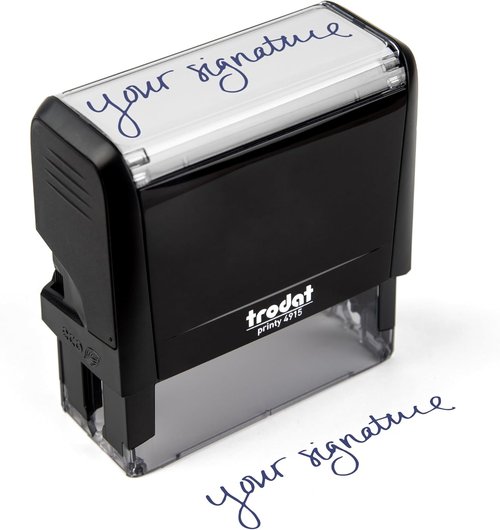 Custom Signature Stamp - Upload Your Own Design | Self-Inking Blue Stamp