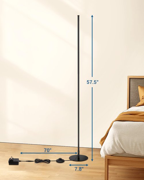 DEWENWILS Floor Lamp, Set of 2 LED Corner Light Works with Foot Switch, 1100 Lumen Dimmable Floor Lamp with 3000K Warm White, 57.5" Tall Standing Lamp for Living Room, Bedroom, Office (Black)