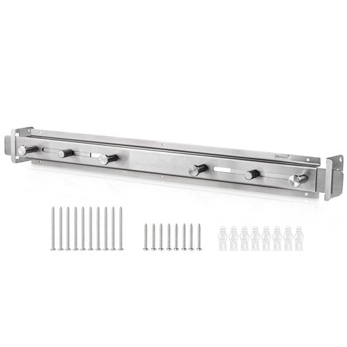 Door Barricade Bar with Door Hook Door Hanger (SUS) Patented Design for Security Reinforcement and Home Protection. Stop House Invasion and Intruder on Front Door, Bathroom and Bedroom. Childproof.