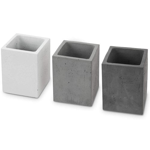 MyGift Pen Holder Pencil Holder For Desk,Pen Cup Holder For Desk,Concrete Desktop Pencil Cup,Modern Gray-Tone,Set of 3