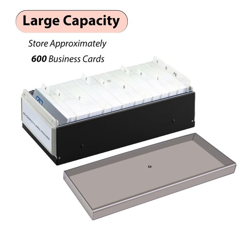 Daphilly Business Card Holder for Desk, Business Card Holder Organizer, Credit Card Organizer Case File Index Card Box Storage,with A-Z Tabs, Storage up to 600 Cards, Metal Structure (medium)