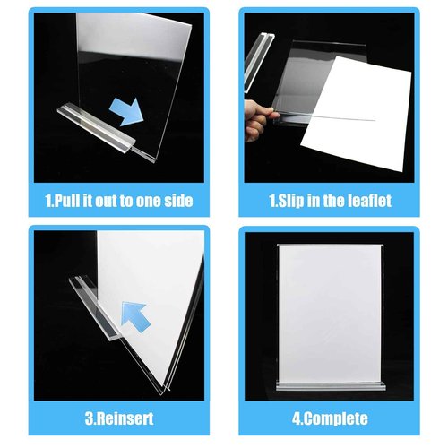 8.5 x 11 inches Clear Table Menu Display Stand Desktop Display Stand Paper Holder Table Top Sign Holder Suitable for Restaurants, Office, Home, Store (10 pcs 8.5x11 inch)