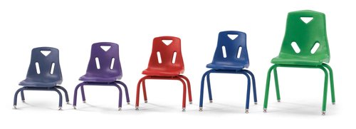 Jonti-Craft Berries 8118JC1008 Stacking Chair with Powder-Coated Legs, 8" Height, Red