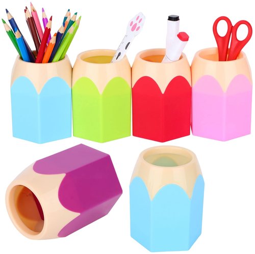 6pcs Pencil Shaped Pen Holders,Pencil Storage Organizer,Cute Desktop Pen Cup,Makeup Brush Container,Pencil Pot,Cartoon Stationery Rack,Creative Stationery Storage,for Office Home Decoration