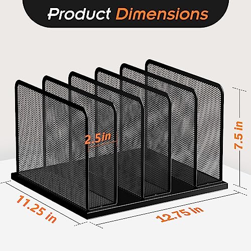 Kuntine.B Desk File Organizer 5 Upright Mesh Desktop Organizer File Sorter Office Organization File Holder for Home, Office & Classroom, 2 Pack