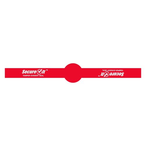 National Checking Company secureit tamper evident food container seals, 1" x 7", red, paper, 250/roll, 2 rolls/pack