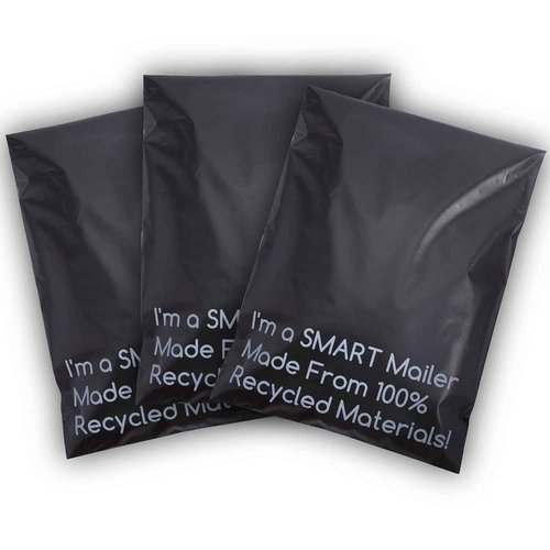 SMART 12x15.5 Recycled Poly Mailers - 200 Pack of Black Eco-Friendly Packaging Mailing Bags | Recyclable & Sustainable, Cute & Stylish Small Business Supplies | 2.5 Mil Thick - 200 Pack
